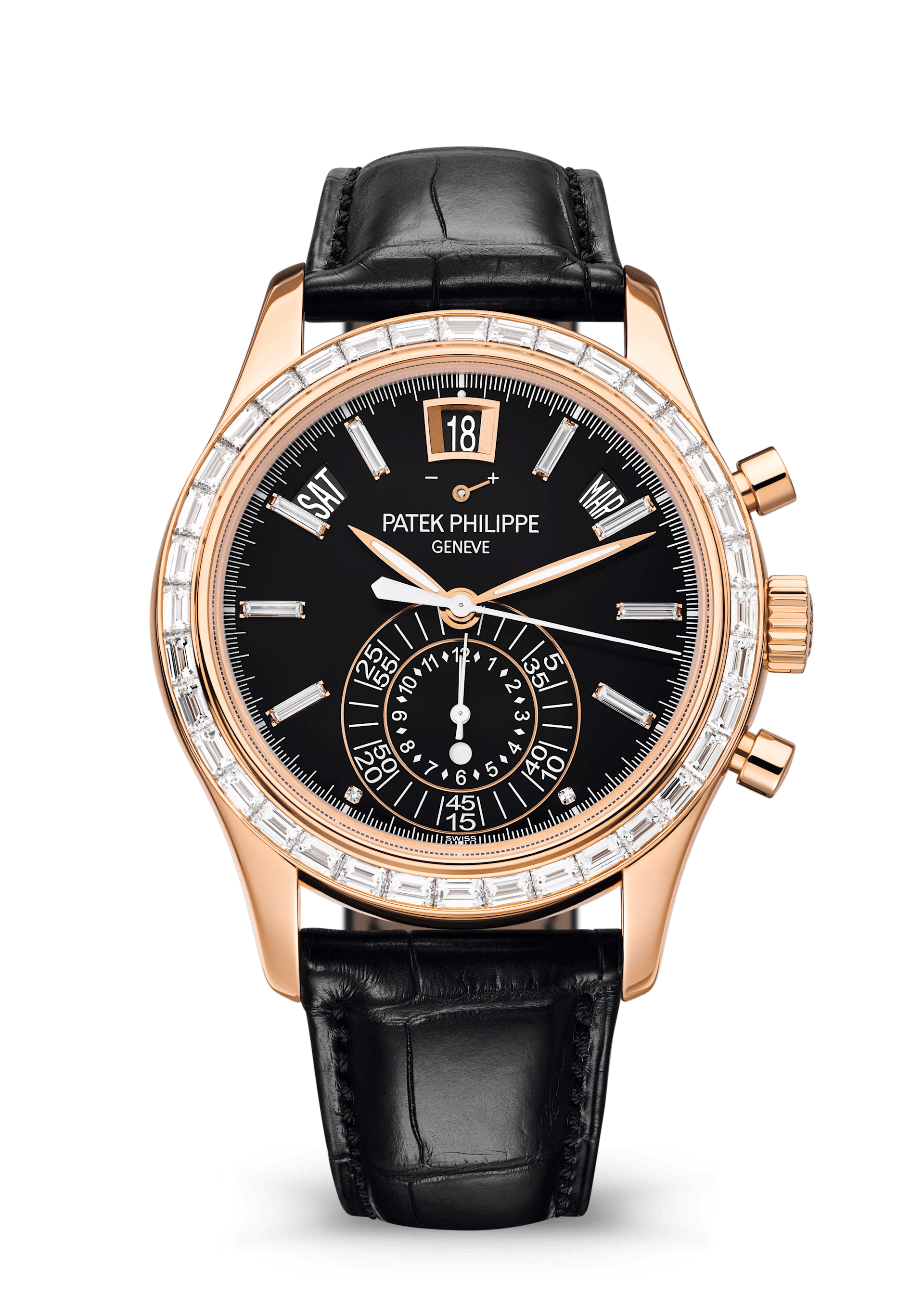 FLYBACK CHRONOGRAPH. AN. CALENDAR. JE. - BLACK AND ROSE GOLD