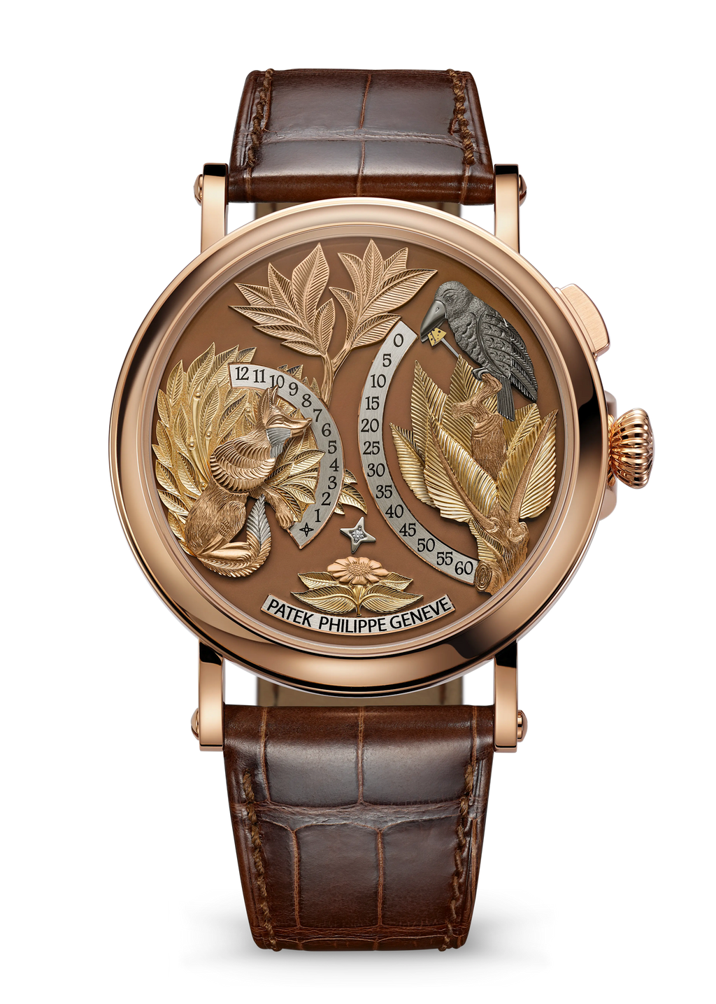HOURS AND MINUTES ON DD. AN. - BROWN AND ROSE GOLD