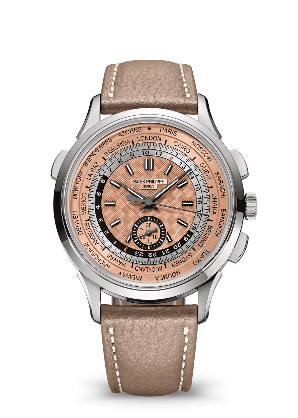 WORLD TIME. FK, CHRONOGRAPH - ROSE AND BROWN