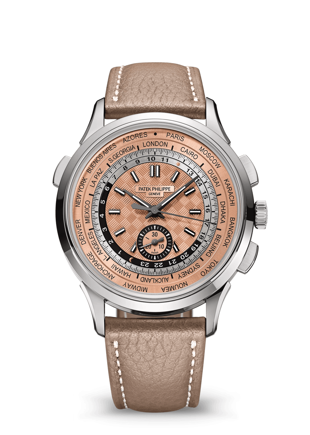 WORLD TIME. FK, CHRONOGRAPH - ROSE AND BROWN
