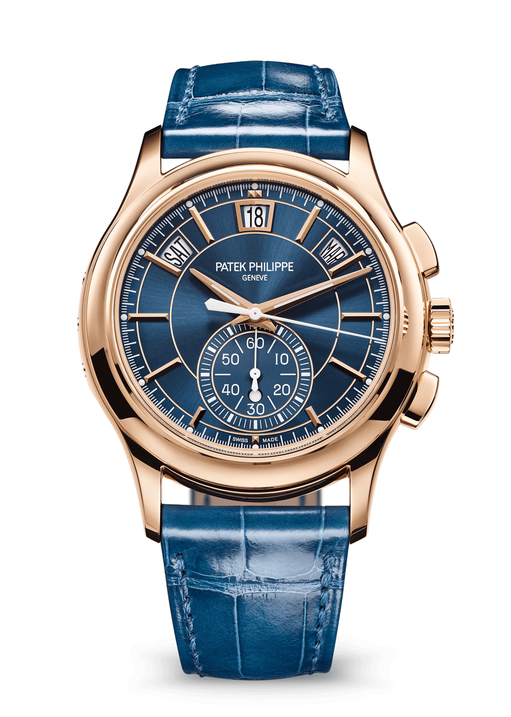 FLYBACK CHRONOGRAPH. AN. CALENDAR - BLUE AND ROSE GOLD